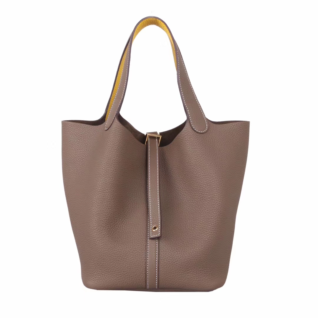 hermès(爱马仕)picotin 菜篮包 大象灰拼那不勒斯黄