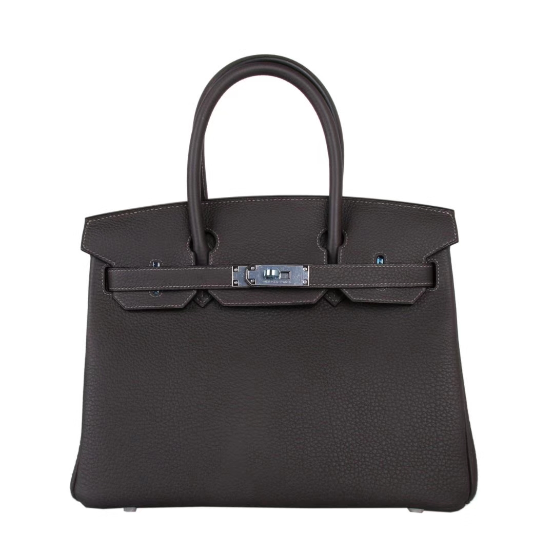 Hermes爱马仕 Birkin 30cm 银扣 灰黑 新色 TOGO 纯手工 神级手工 走线如行云流水 现货