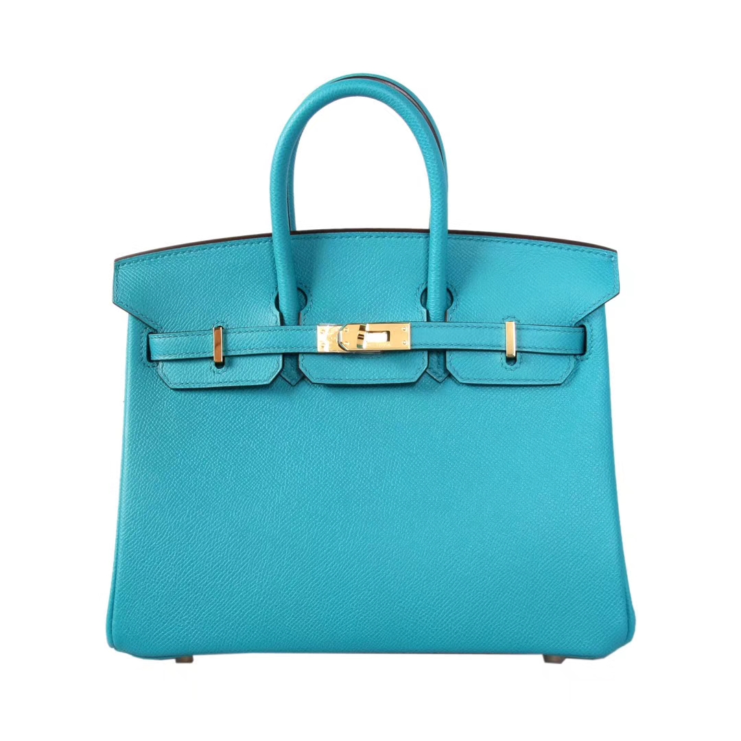 Hermès（爱马仕）Birkin 25CM  金扣 7F孔雀蓝 epsom 纯手工 神级 现货