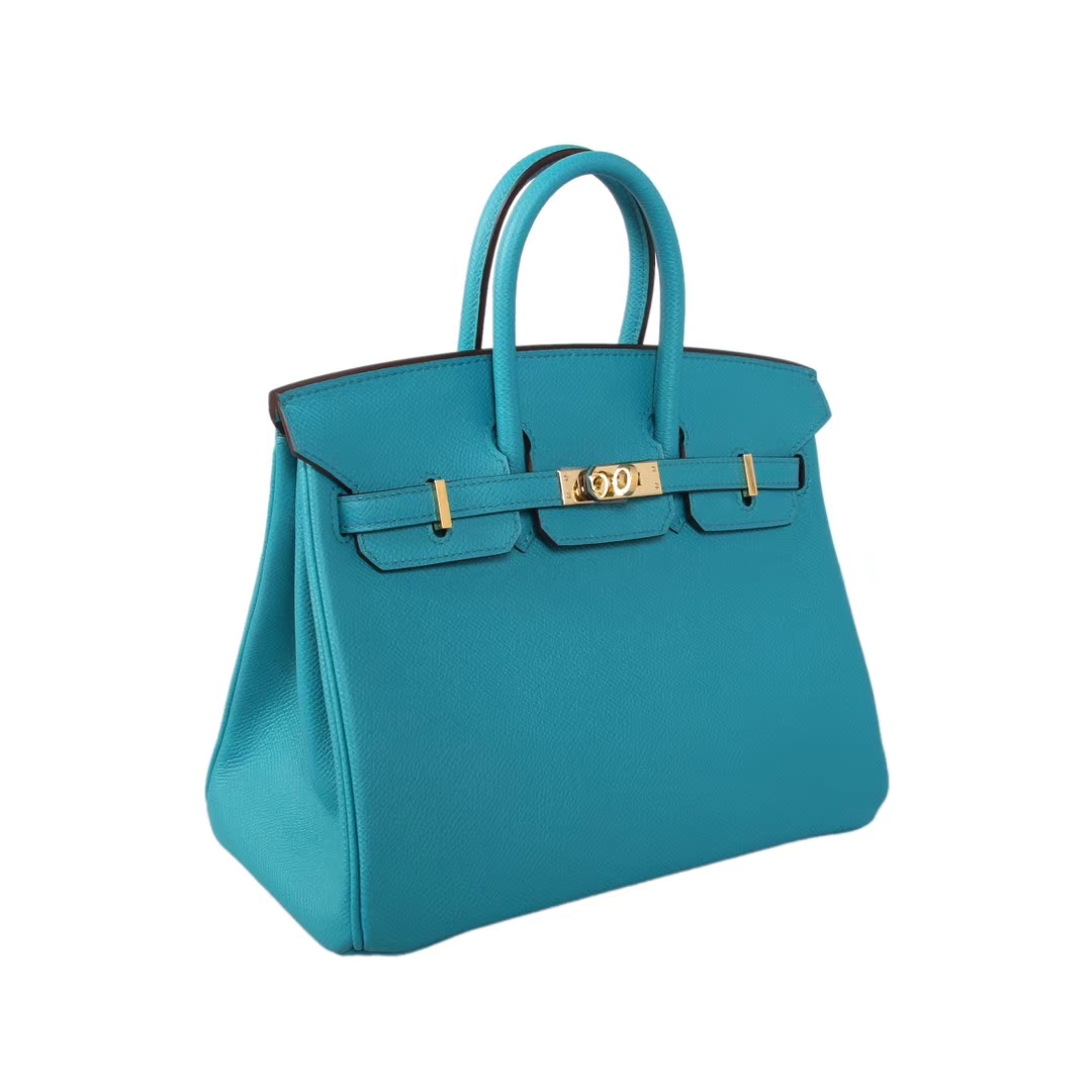 Hermès（爱马仕）Birkin 25CM  金扣 7F孔雀蓝 epsom 纯手工 神级 现货