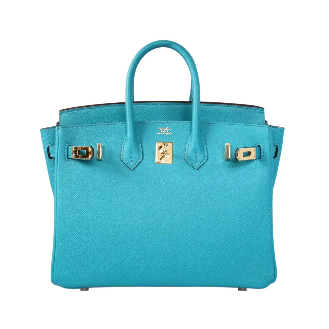 Hermès（爱马仕）Birkin 25CM  金扣 7F孔雀蓝 epsom 纯手工 神级 现货