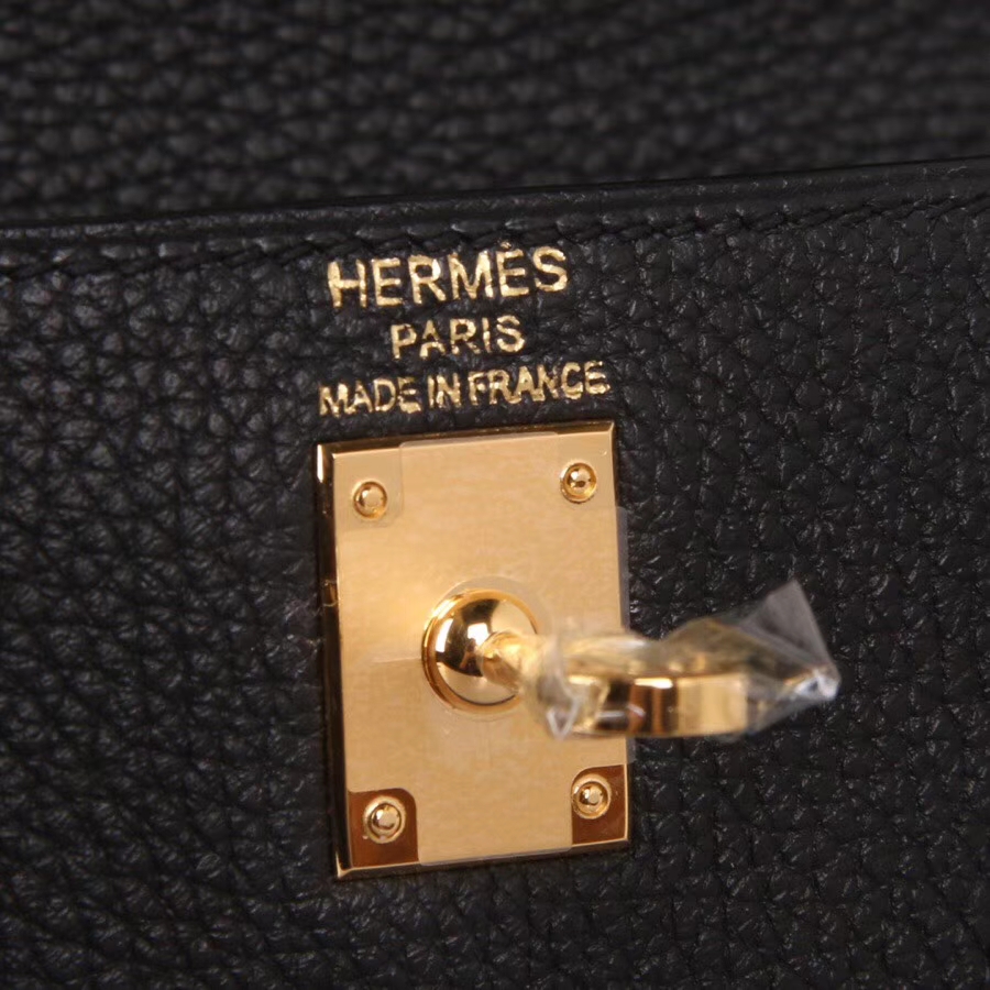 Hermès（爱马仕）Kelly 28CM 黑色  银扣 CK18大象灰 Togo 内缝 手工 神级