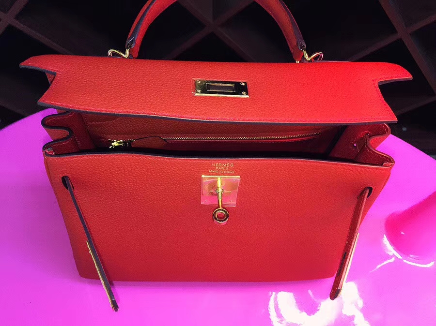 Hermès（爱马仕）Kelly 28CM 5E朱砂红 金扣  togo 手工 神级