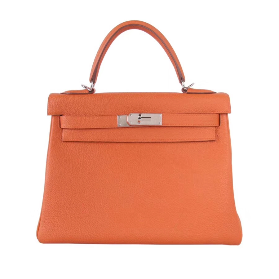 Hermès（爱马仕）Kelly 28CM 橙色银扣  togo  手工 神级