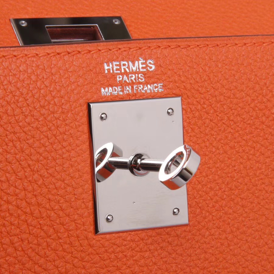 Hermès（爱马仕）Kelly 28CM 橙色银扣  togo  手工 神级
