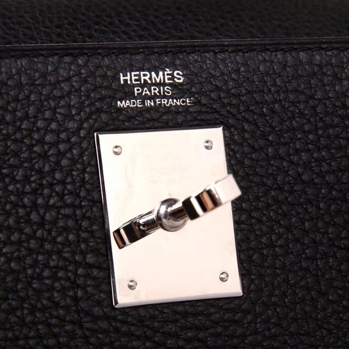 Hermès（爱马仕）Kelly系列2018新款 彩色手柄 28银 黑色 TOGO