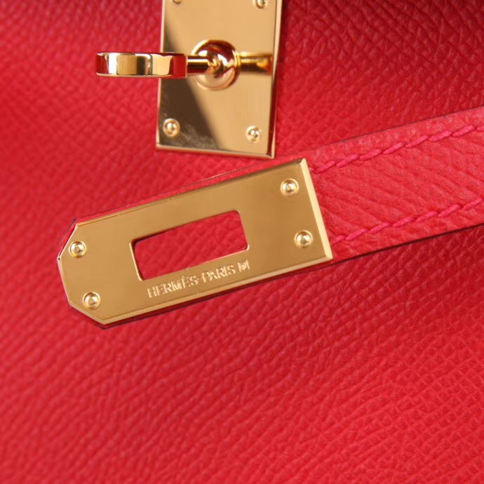 Hermès（爱马仕）Minikelly 二代 Q5中国红  金扣 Epsom皮
