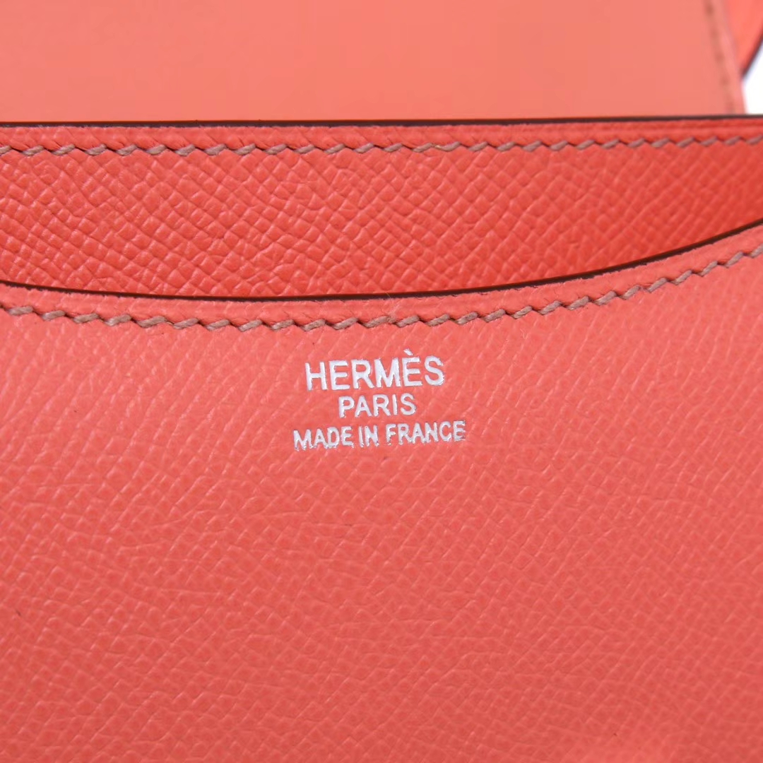 Hermès（爱马仕）Constance空姐包 19CM 银扣 火烈鸟粉 Epsom皮