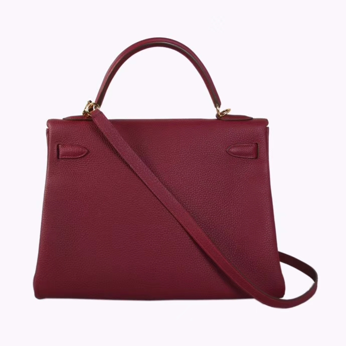 Hermès（爱马仕）Kelly 32CM 金扣 酒红色 托斯卡 Togo 手工神级