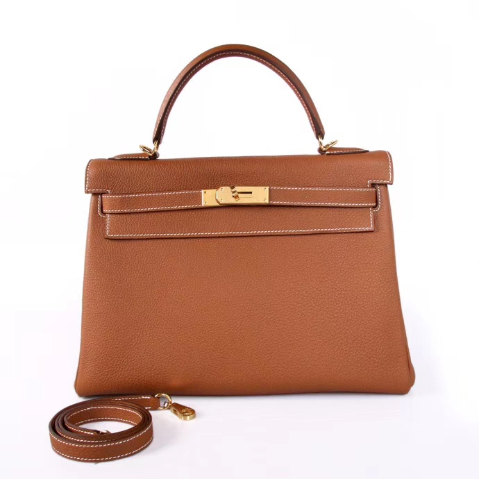 Hermès（爱马仕）Kelly 32CM 金扣  金棕色  Togo 手工神级