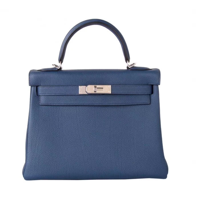 Hermès（爱马仕）Kelly 28CM 银扣 宝石蓝 Togo 手工神级