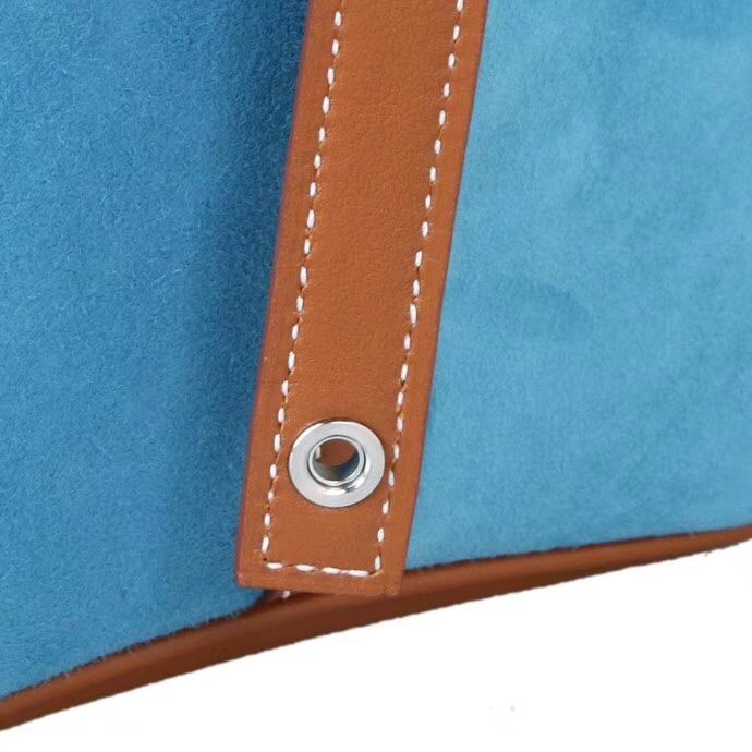 Hermès（爱马仕）2018新款 Picotin菜篮子包包 蓝色拼浅咖啡 麂皮 18cm