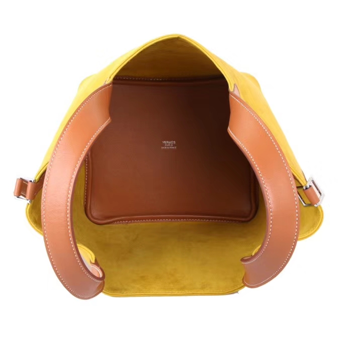 Hermès（爱马仕）2018新款 Picotin菜篮子包包 9D琥珀黄 麂皮 18cm