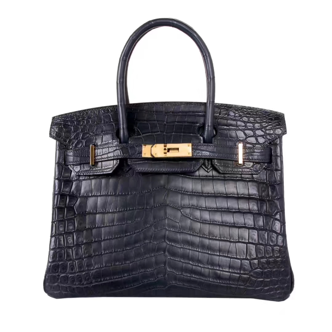 Hermès（爱马仕）birkin 深海蓝 哑光鳄鱼 金扣 30cm