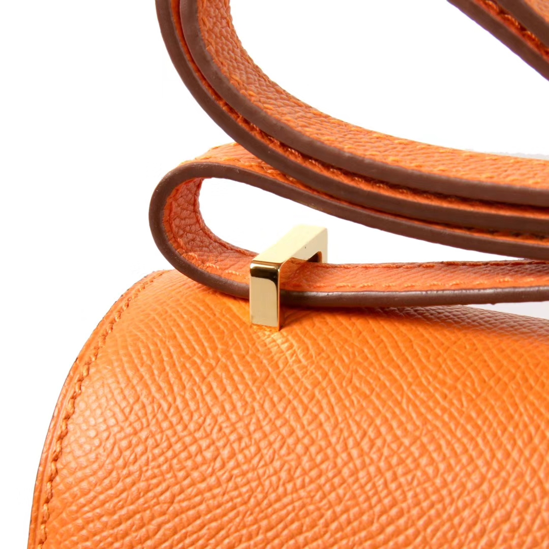 Hermès（爱马仕）Constance空姐包 橙色 Epsom皮 金扣 19cm 现货