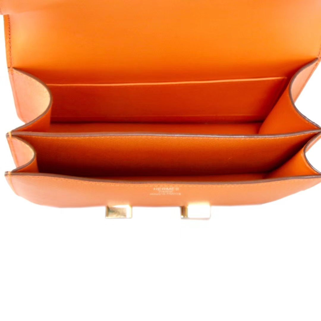 Hermès（爱马仕）Constance空姐包 橙色 Epsom皮 金扣 19cm 现货