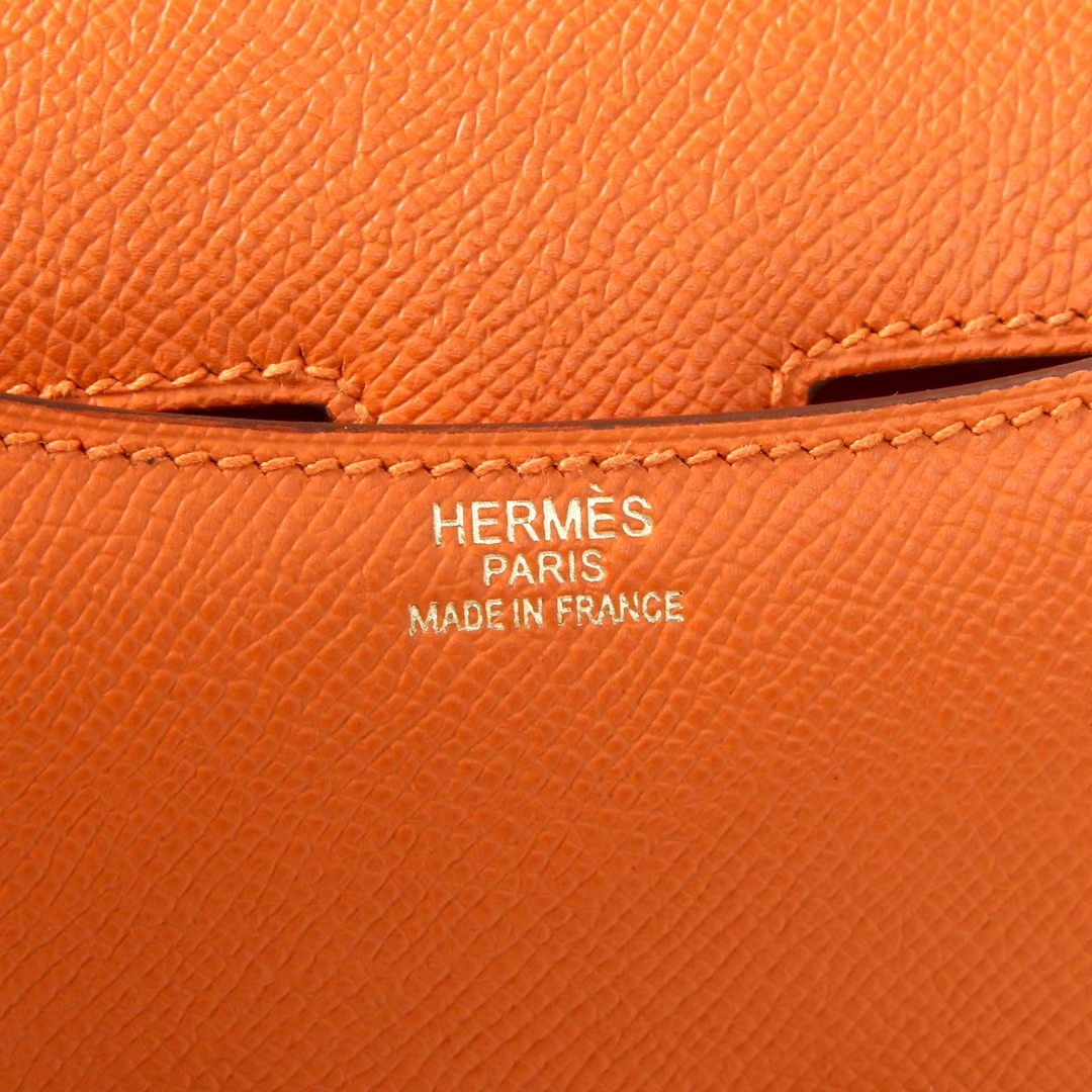 Hermès（爱马仕）Constance空姐包 橙色 Epsom皮 金扣 19cm 现货