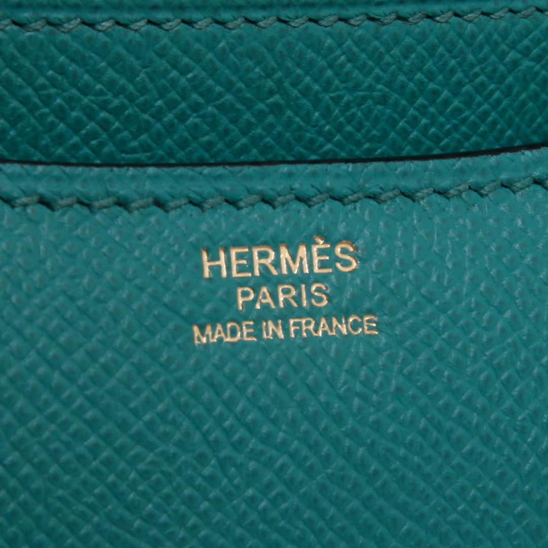 Hermès（爱马仕）Constance空姐包 孔雀蓝 Epsom皮 金扣 19cm 现货