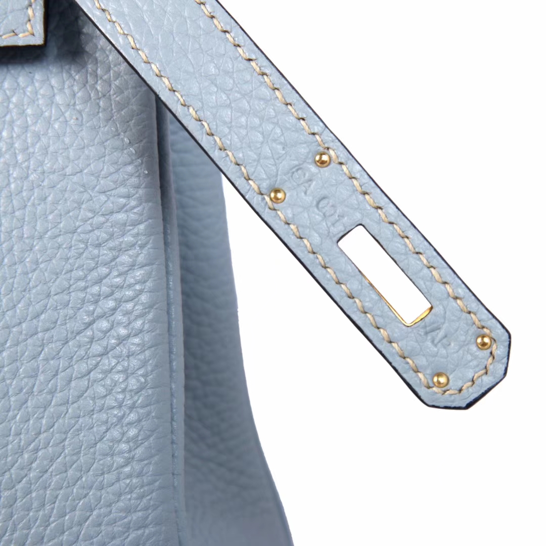 Hermès（爱马仕）kelly凯莉包 亚麻蓝 Togo 金扣 28cm 现货