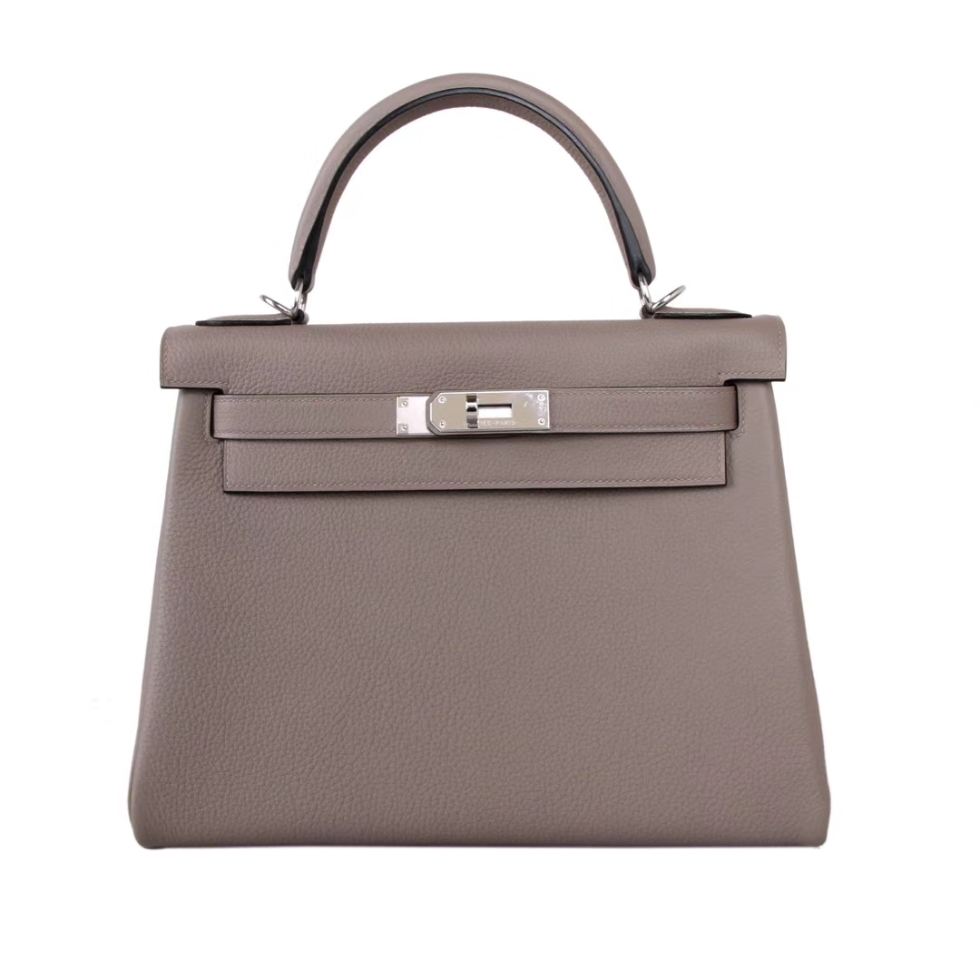 Hermès（爱马仕）kelly凯莉包  新大象灰 Togo 银扣 28cm 现货