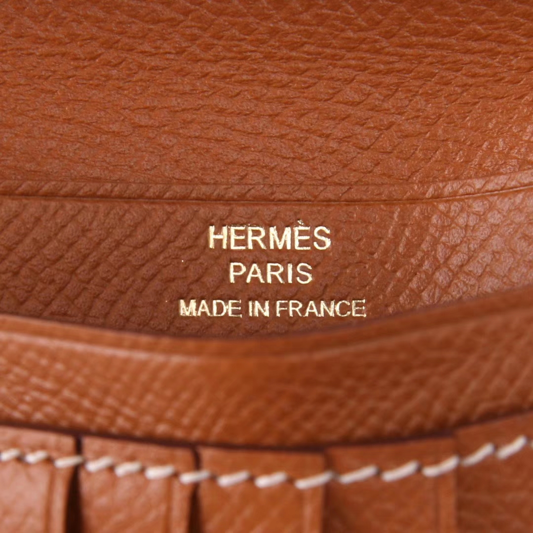 Hermès（爱马仕）Bearn 小H扣 短夹 金棕色 epsom皮