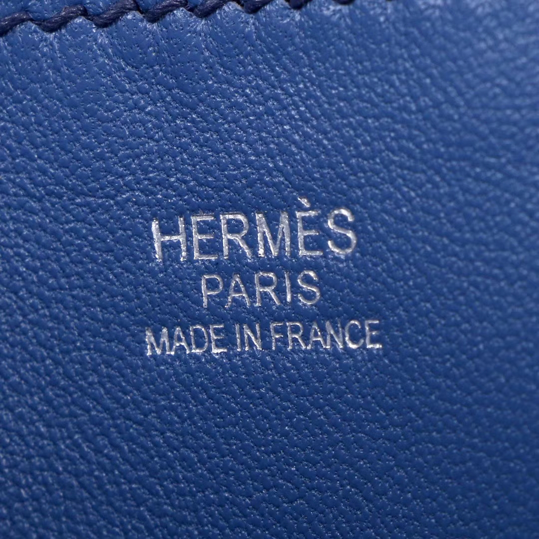 Hermès（爱马仕）2019 licol 新款水桶包 R2玛瑙蓝 evercolor皮 17cm