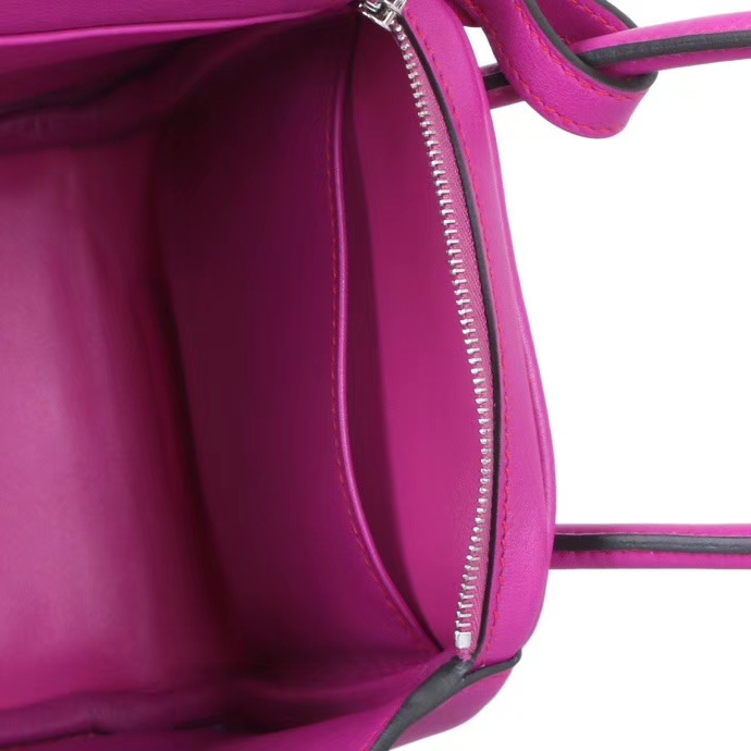 Hermès（爱马仕）2019新款 lindy琳迪包 L3玫瑰紫 swift皮 编织肩带 银扣 26cm