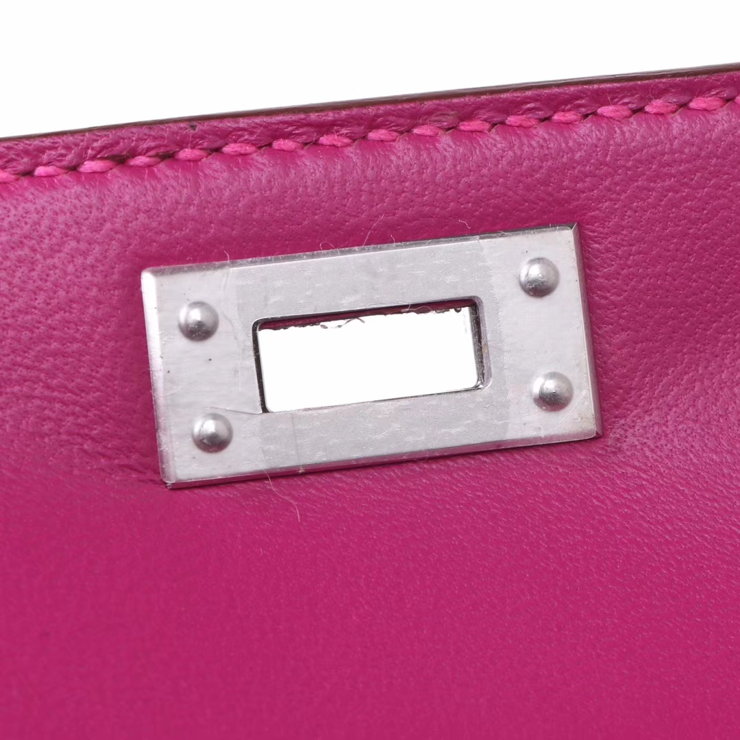 Hermès（爱马仕）Minikelly迷你凯莉包包 玫瑰紫 Epsom皮 银扣 二代