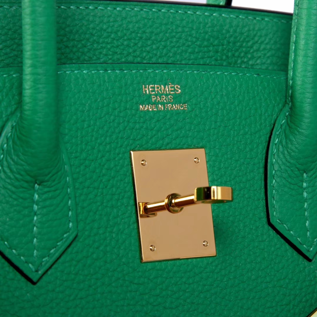 Hermès（爱马仕）Birkin铂金包 竹子绿 Togo 金扣 30CM