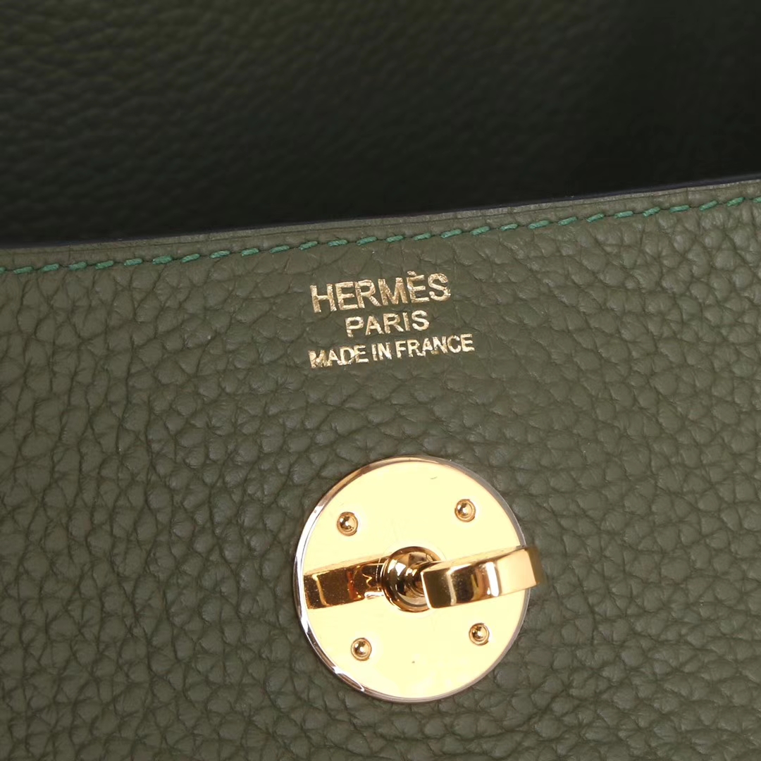 Hermès（爱马仕）lindy琳迪包 丛林绿 Togo 金扣 30cm 现货