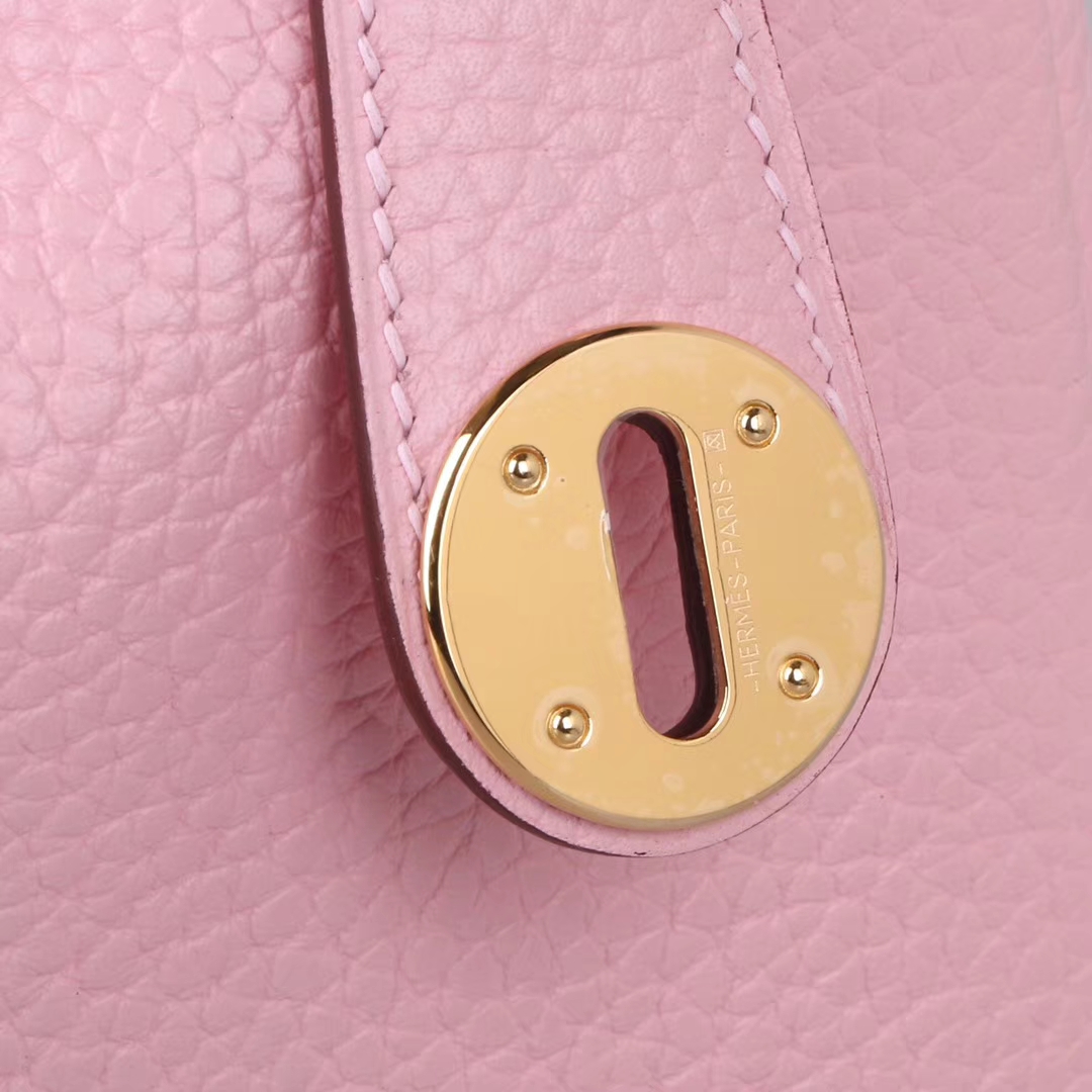 Hermès（爱马仕）lindy琳迪包 水粉色 Togo 金扣 30cm