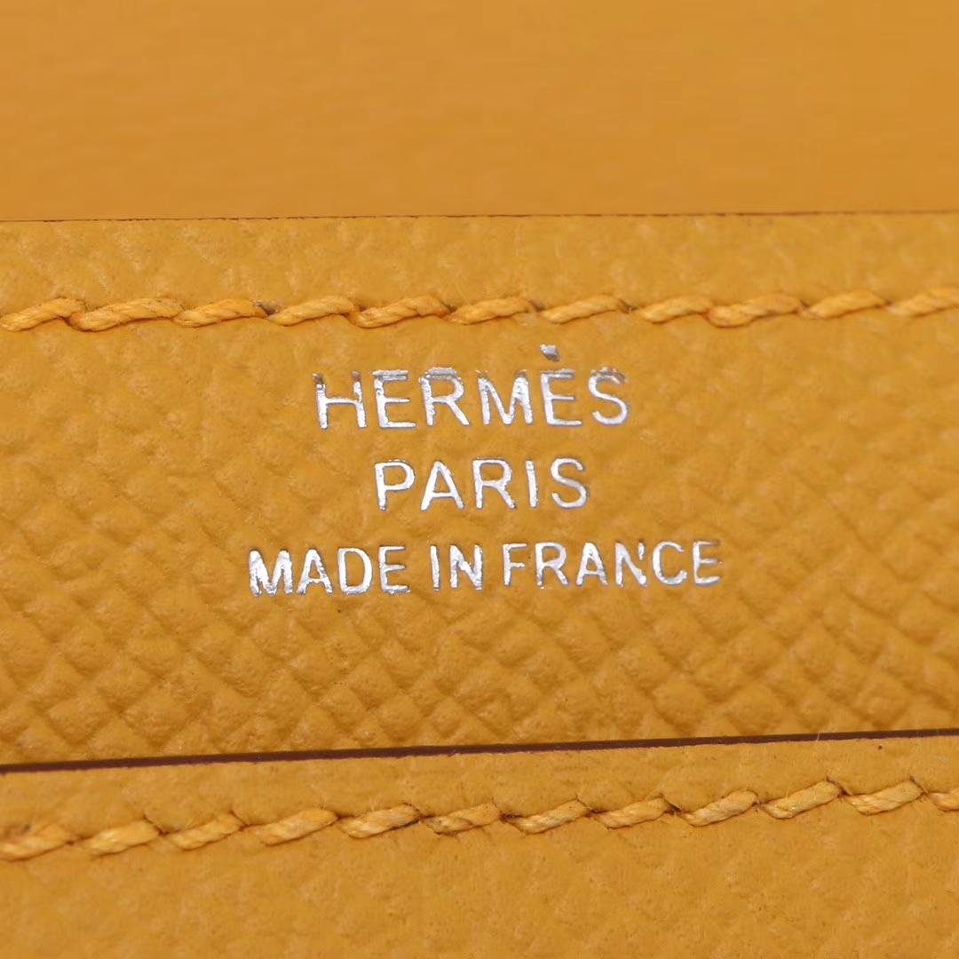 Hermès（爱马仕）Verrou锁链插销包 琥珀黄 原厂御用Epsom皮 银扣 17cm