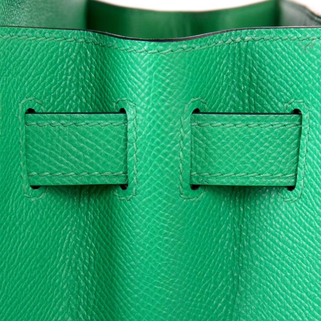 Hermès（爱马仕）Kelly凯莉包 竹子绿 原厂御用Epsom皮 银扣 28cm