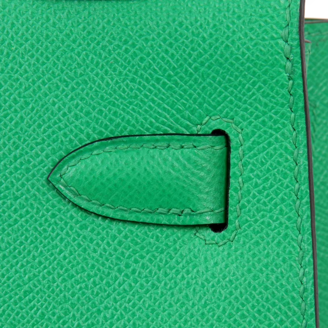 Hermès（爱马仕）Kelly凯莉包 竹子绿 原厂御用Epsom皮 银扣 28cm