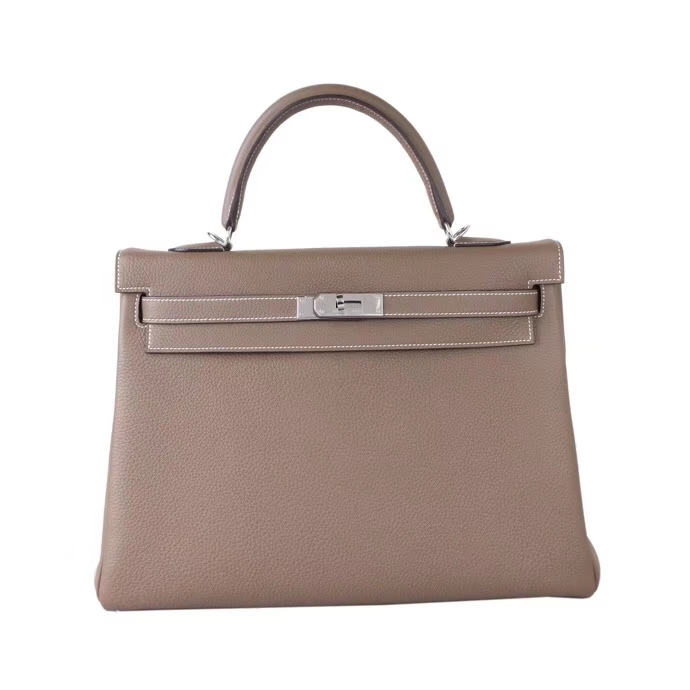 Hermès（爱马仕）Kelly凯莉包 CK18大象灰 togo 银扣 35cm