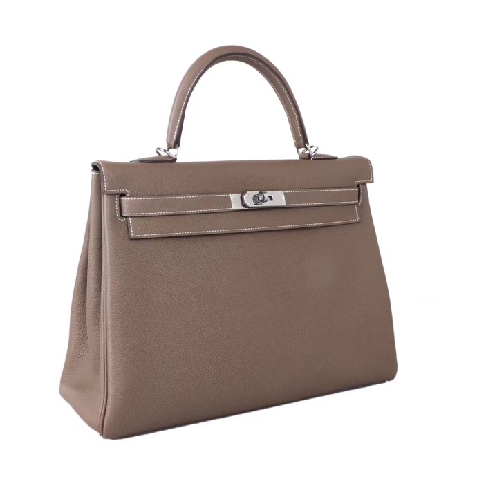 Hermès（爱马仕）Kelly凯莉包 CK18大象灰 togo 银扣 35cm