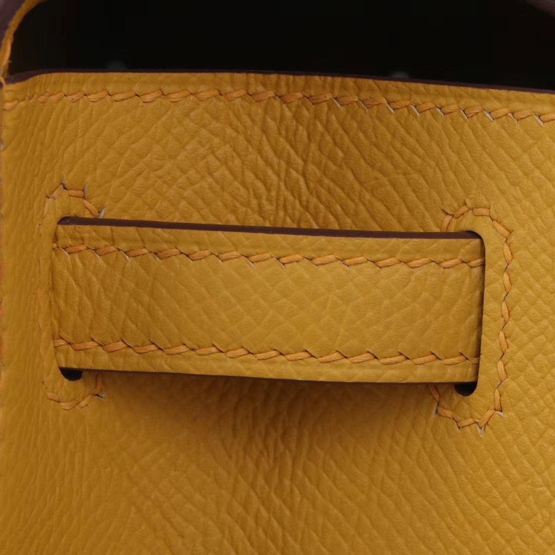 Hermès（爱马仕）minikelly 9D琥珀黄 原厂御用epsom皮 银扣 22cm 1代
