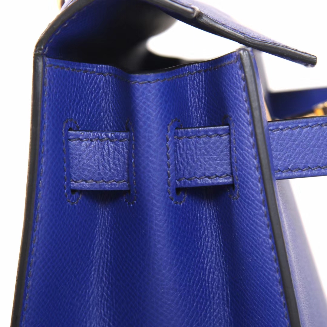 Hermès（爱马仕）Kelly 凯莉包 电光蓝 原厂御用顶级Epsom 皮 金扣 28cm