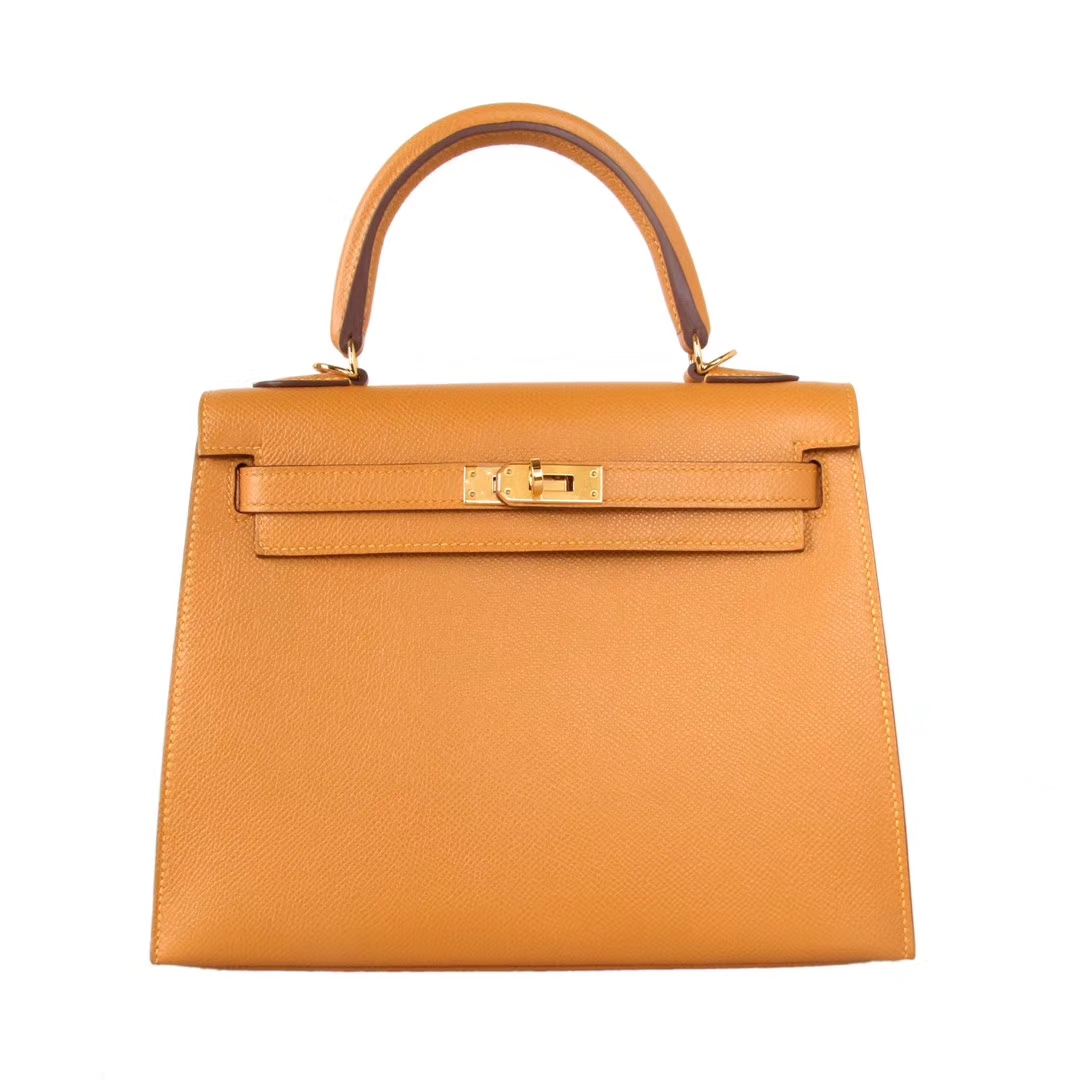 Hermès（爱马仕）Kelly 凯莉包 太妃金 原厂御用顶级Epsom 皮 金扣 28cm