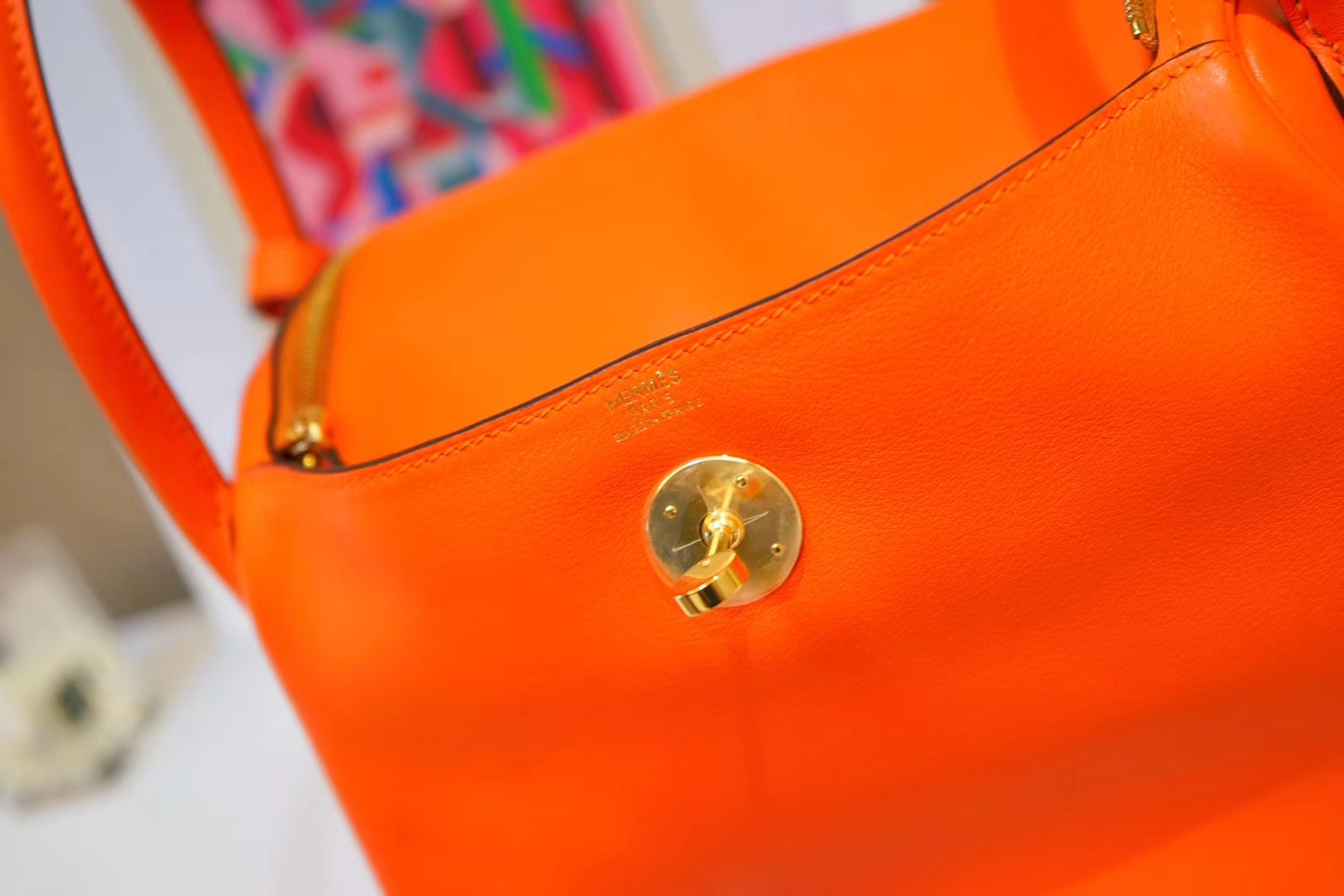 Hermès（爱马仕）Lindy琳迪包 橙色 金扣 原版Swift皮 26cm