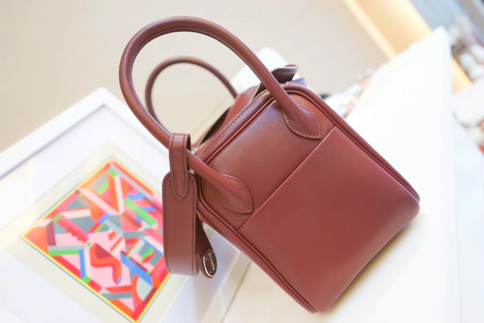 Hermès（爱马仕）Lindy琳迪包 爱马仕红 银扣 原版Swift皮 26cm