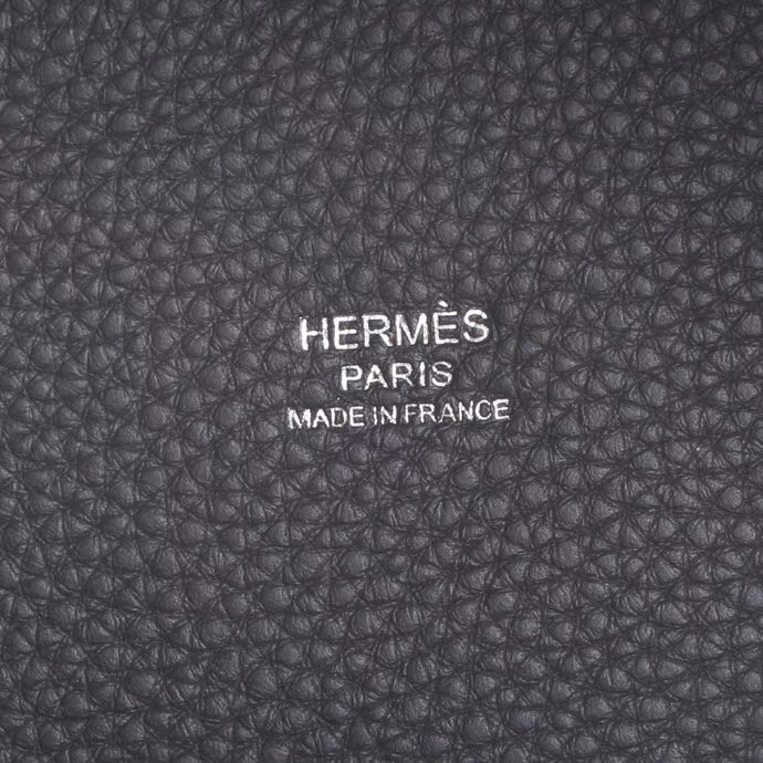 Hermès（爱马仕）Picotin菜篮子手袋 锡器灰拼玛瑙蓝 taurillon clemence 银扣 18cm