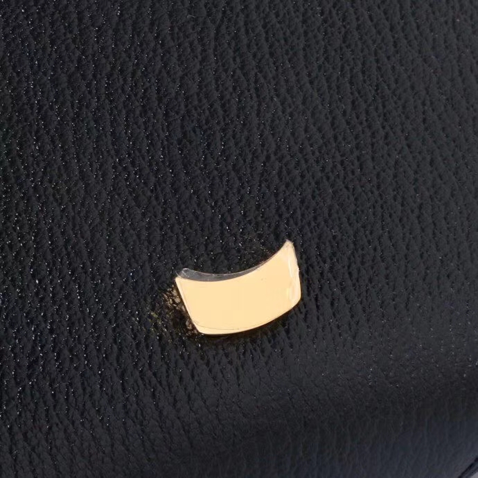 Hermès（爱马仕）Cherche-MIDI挎包 黑色 原厂山羊皮 金扣 18CM