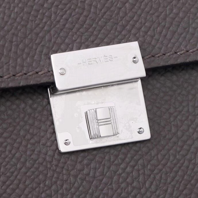 Hermès（爱马仕）clic挎包 8F锡器灰 原厂epsom皮 银扣 16cm