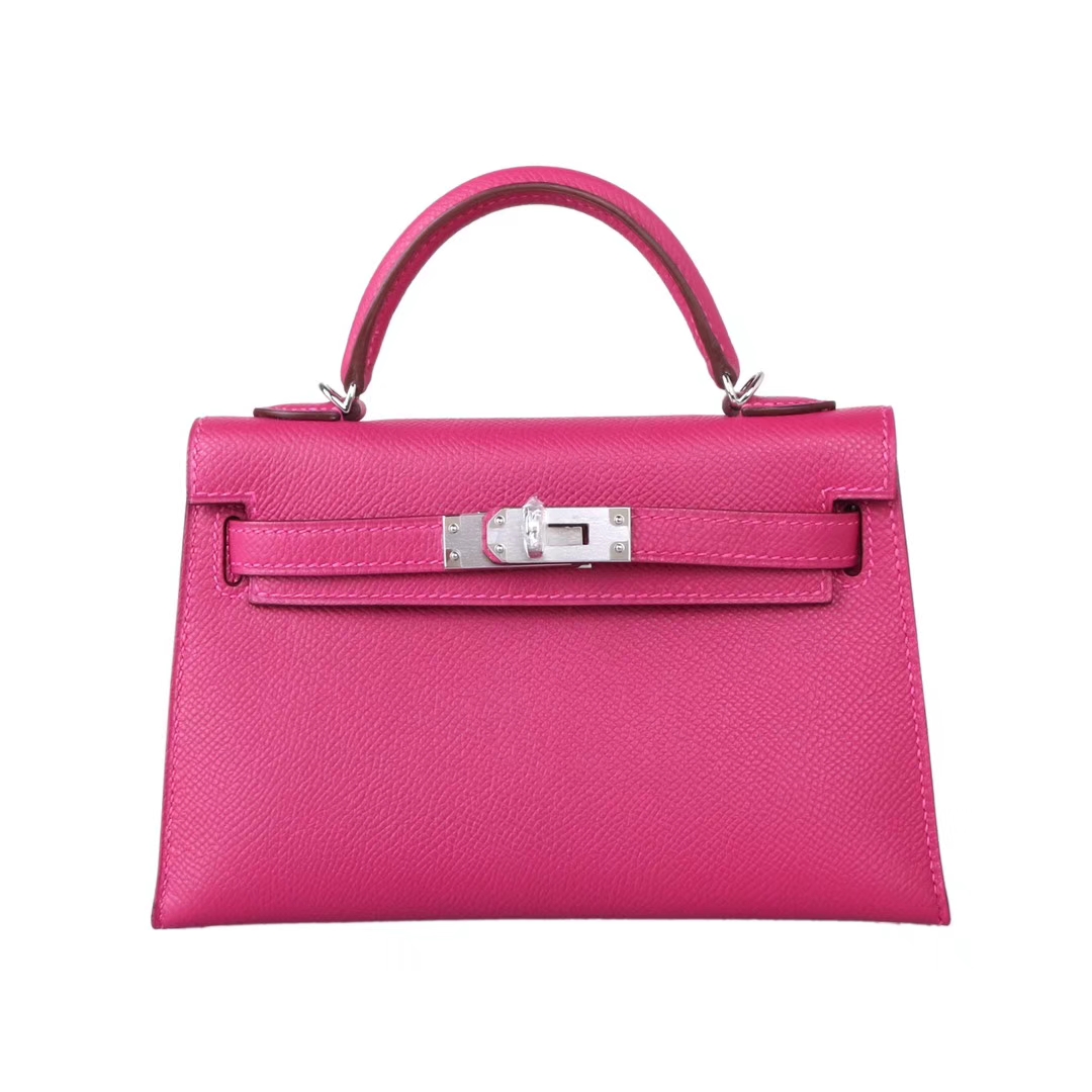 Hermès（爱马仕）Minikelly迷你凯莉 玫瑰紫 原厂御用顶级Epsom皮 银扣 二代