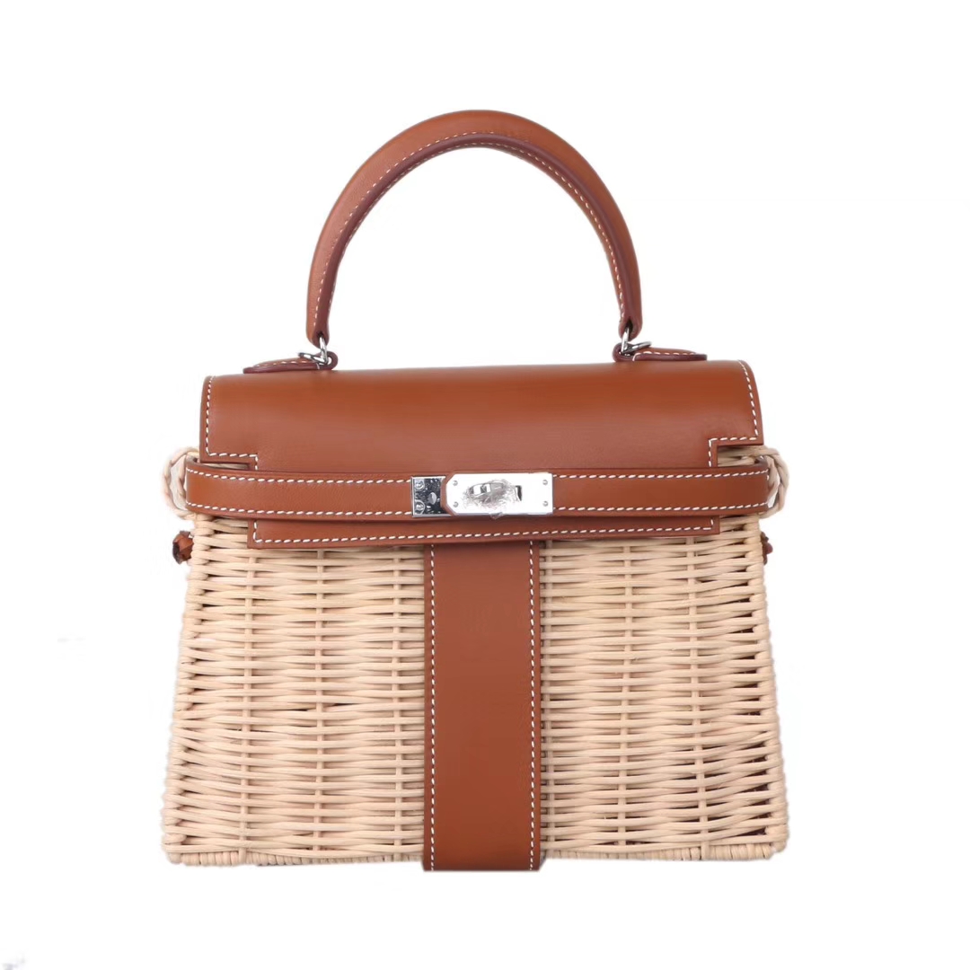 Hermès（爱马仕）Kelly picnic mini 编织凯莉包 银扣 22cm