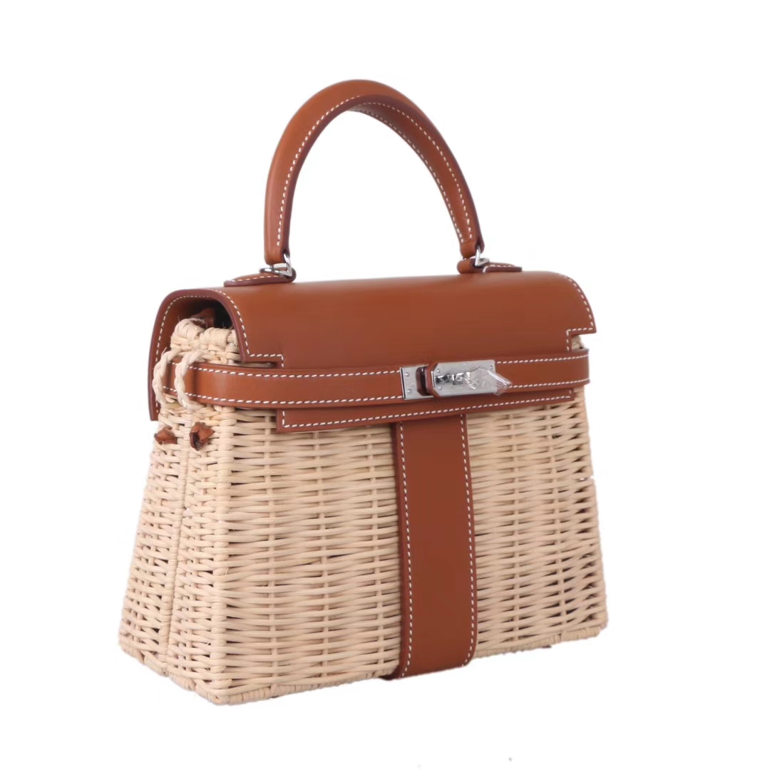 Hermès（爱马仕）Kelly picnic mini 编织凯莉包 银扣 22cm