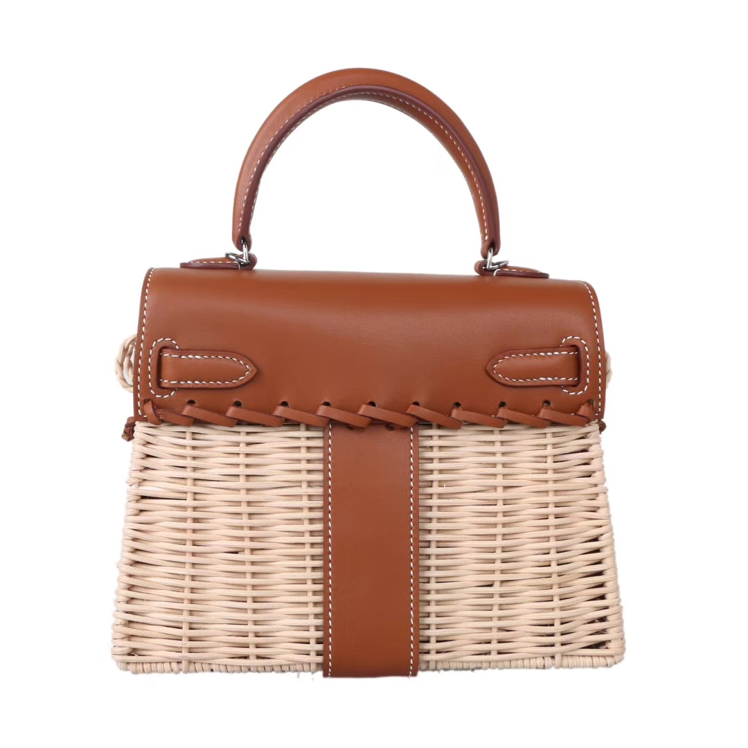 Hermès（爱马仕）Kelly picnic mini 编织凯莉包 银扣 22cm