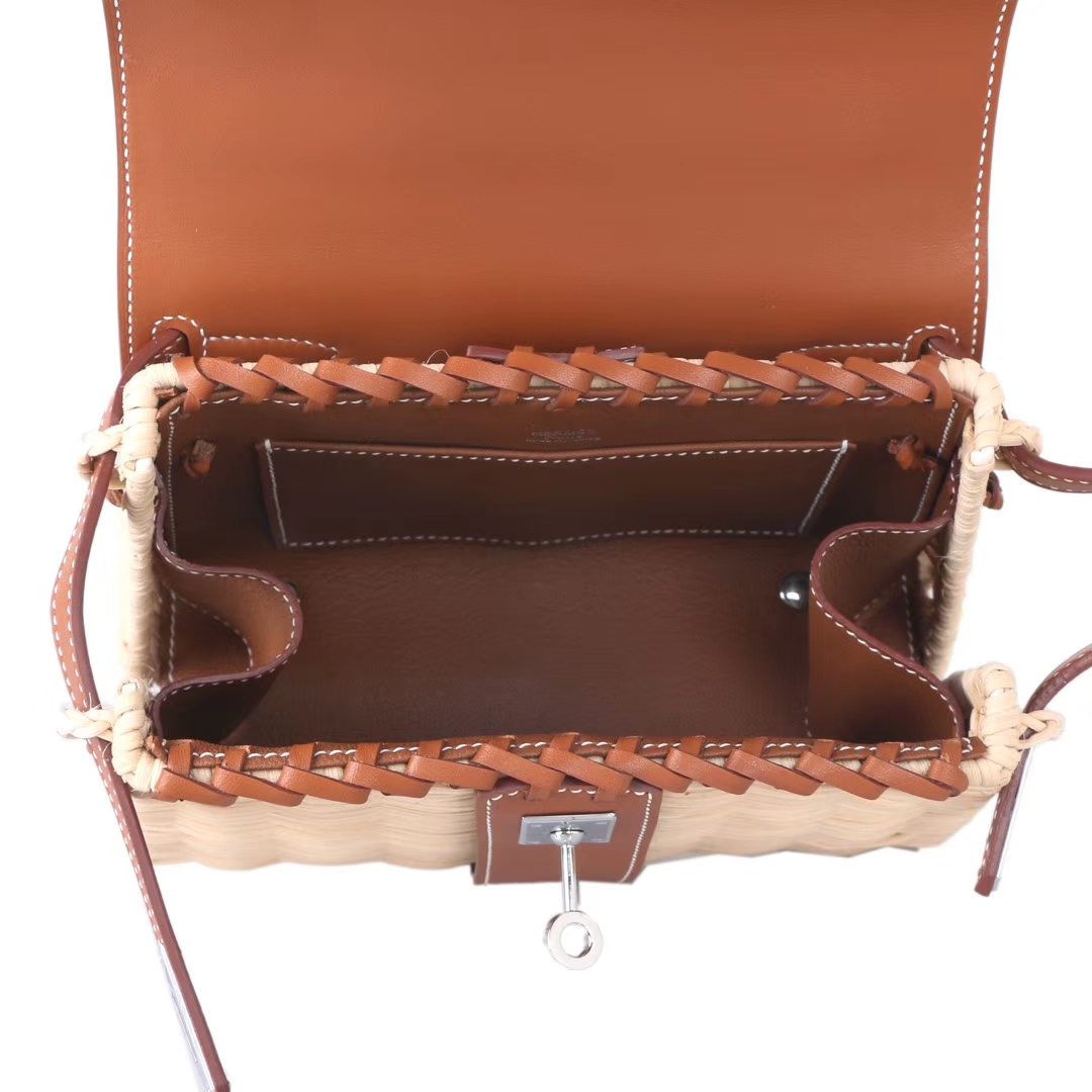 Hermès（爱马仕）Kelly picnic mini 编织凯莉包 银扣 22cm