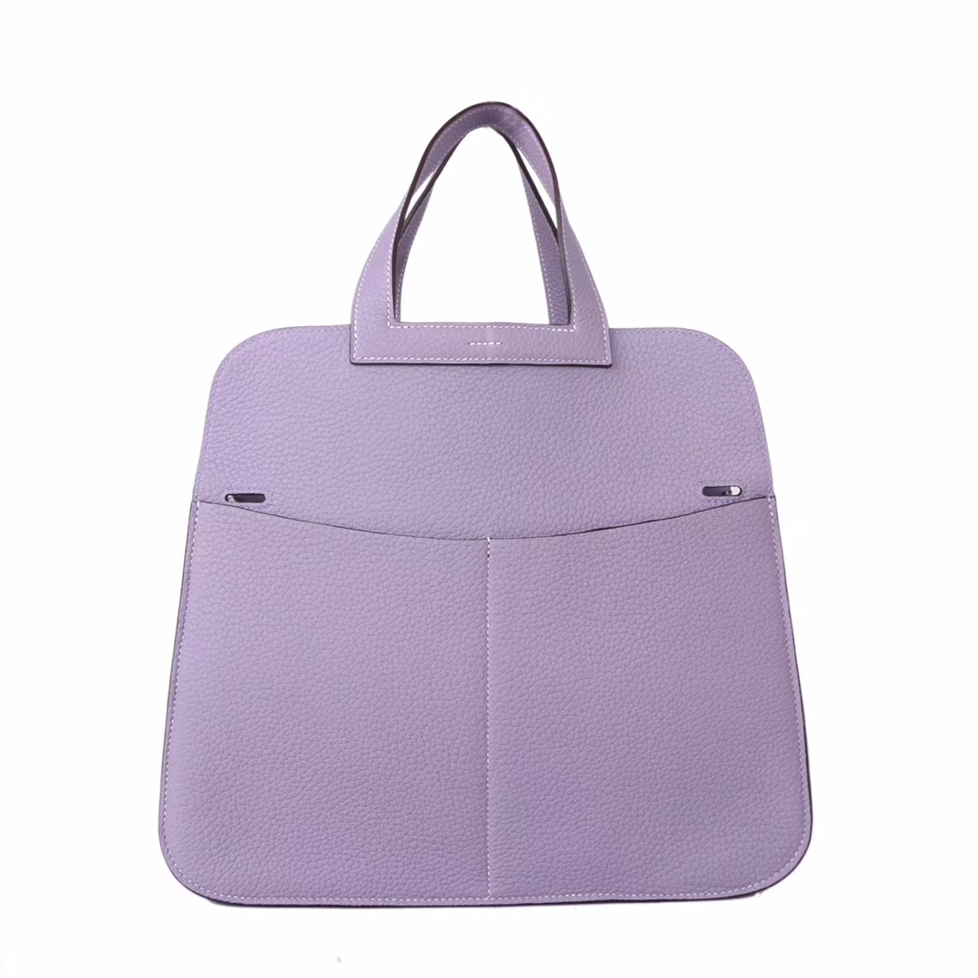 Hermès（爱马仕）Halzan手提包 4W香芋紫 togo 银扣 31cm